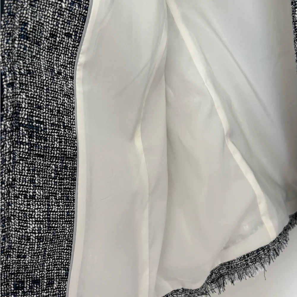 Banana Republic Navy and White Tweed Fringe Zip Jacket - Picture 8 of 11